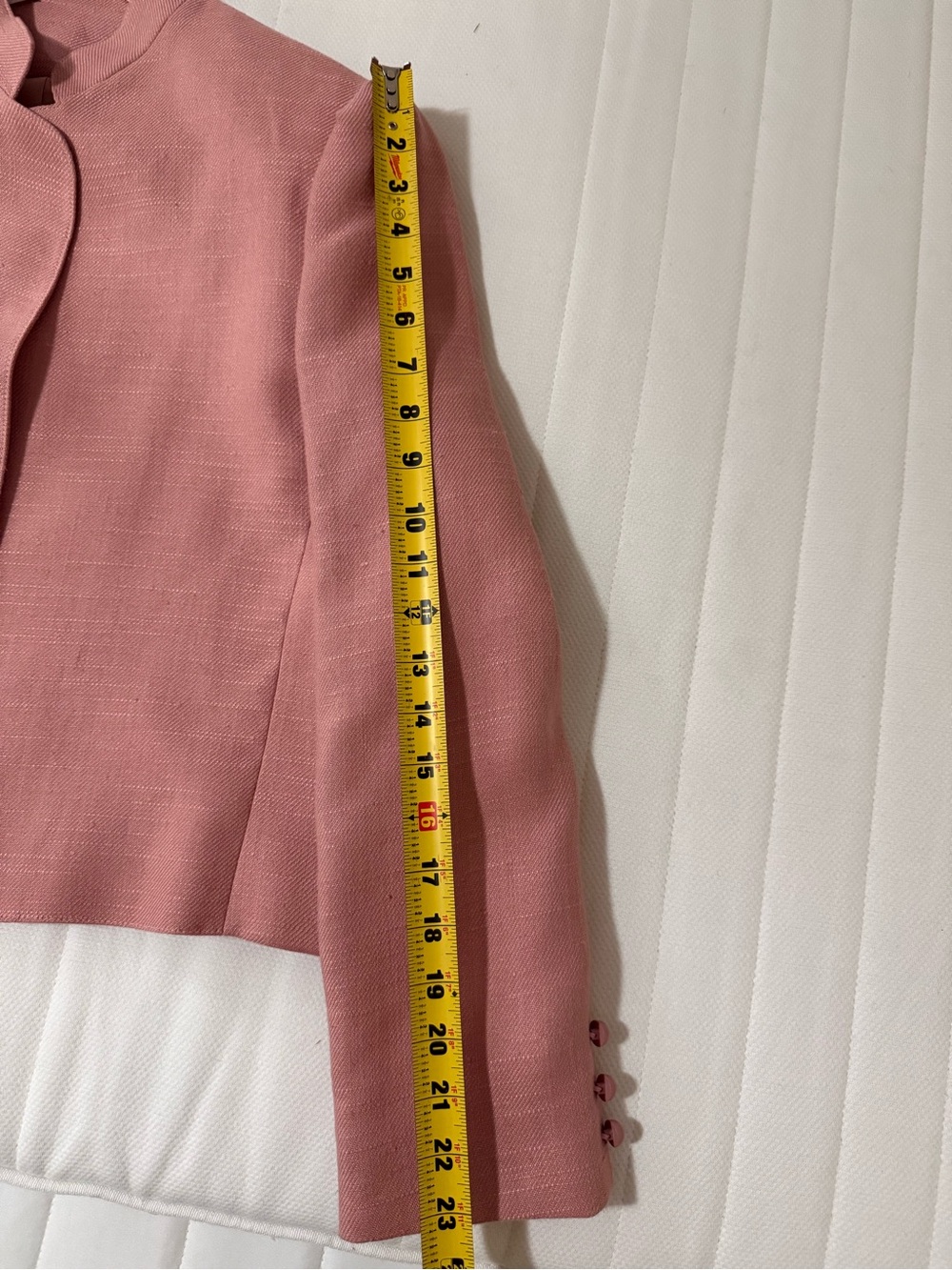 Vintage Linen Cropped Jacket Blazer Dusty Pink Structured Minimalist 90s - Picture 10 of 10
